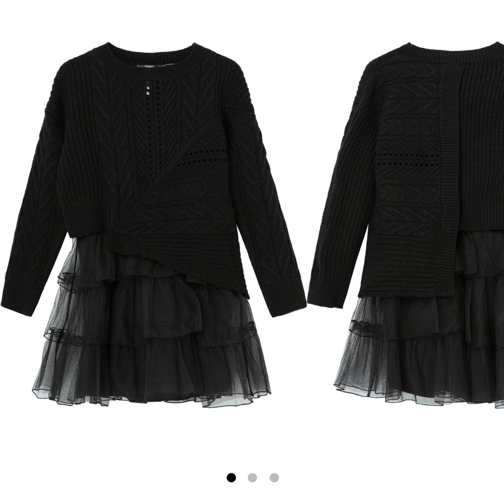 Truce girls dress with tulle slip abstract sweater 2 pc